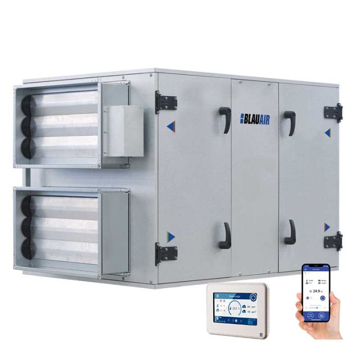 Blauair Horizontal Heat Recovery Air Handling Unit Commercial with Thermal Wheel - Built-In Controls - Right Handed